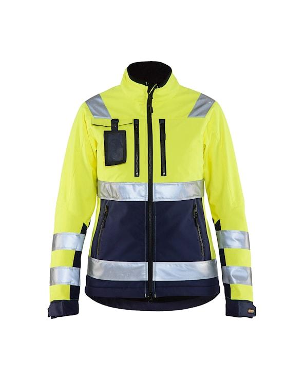 Jacka dam varsel gul/blå softshell strl L